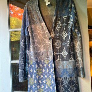 J. Jill | Argyle Patchwork Long Cardigan Duster Sweater size XS